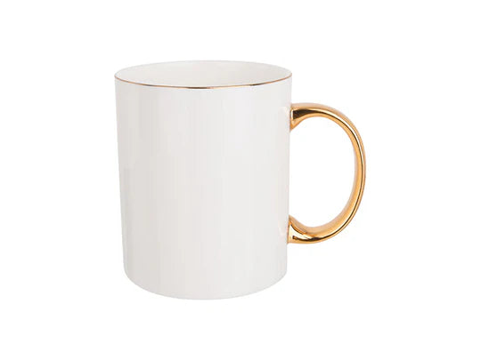 Artisan Bone China Mugs with Gold Accents