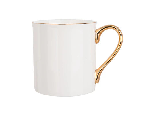 Artisan Bone China Mugs with Gold Accents